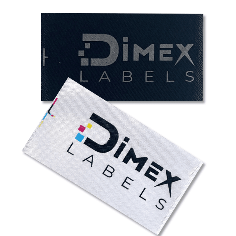 etichete satin alb - negru Dimex Labels